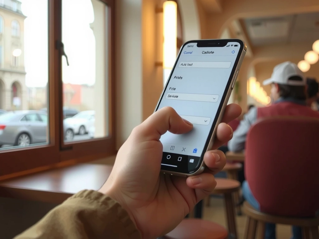 Detail ruky vyplňující formulář na mobilu