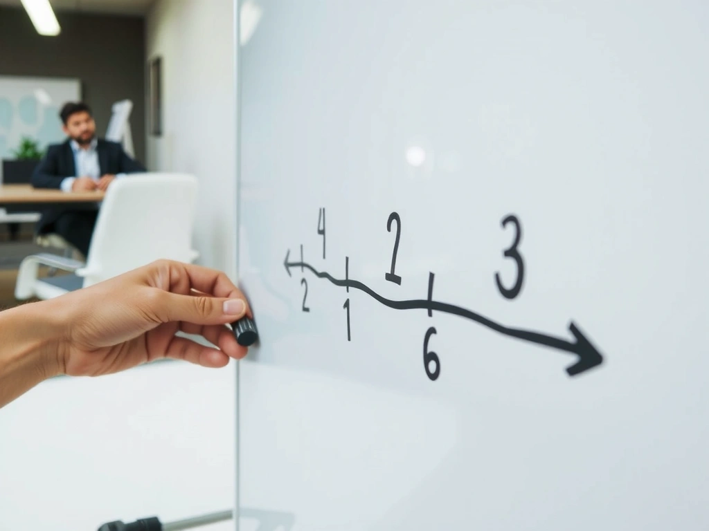 Časová osa na whiteboardu